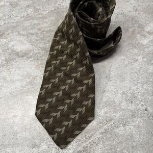 Today's Man Necktie Mens OS Brown Geometric Silk Made in Italy